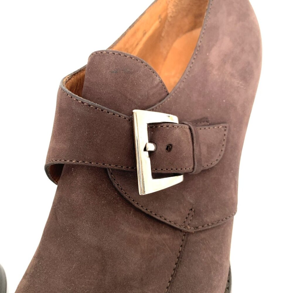 Faconnable Womens Buckle Pilgrim Shoes Brown Suede Size 6B Leather Vibram Sole - Picture 4 of 15